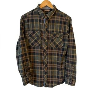 Dravus Plaid Flannel Shirt Mens Medium Green Blue Cotton‎ Button Front NWOT